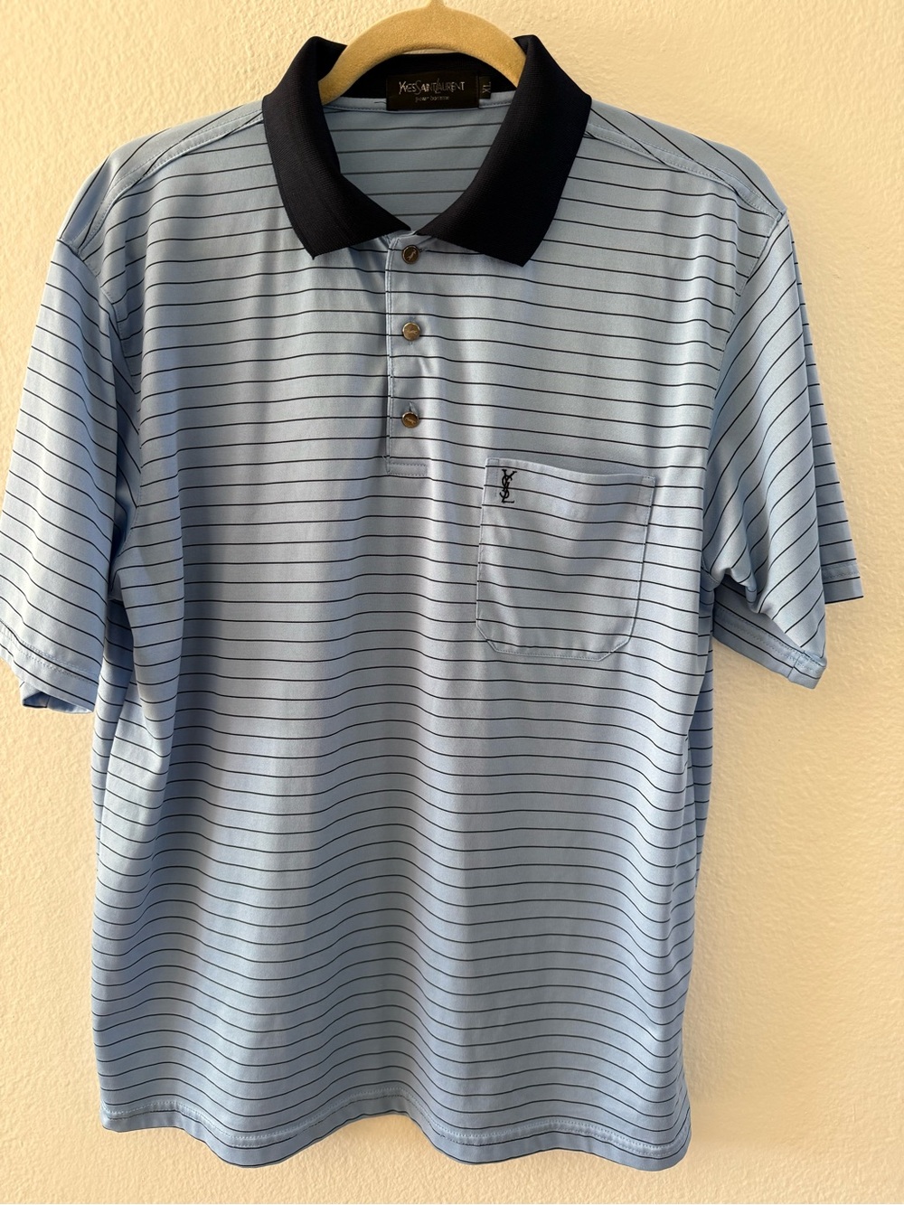 YSL Yves Saint Laurent Men’s Striped Silk Polo | Size XL | Embroidered Logo